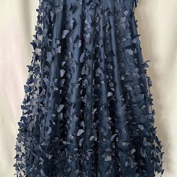 Lulus Navy Blue Butterfly Spaghetti Straps Lace Up Midi Dress **Size M** 🦋🦋 - Picture 9 of 10